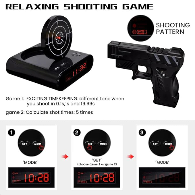 Lock N' load alarm clock/Aim alarm for Kids & Adults